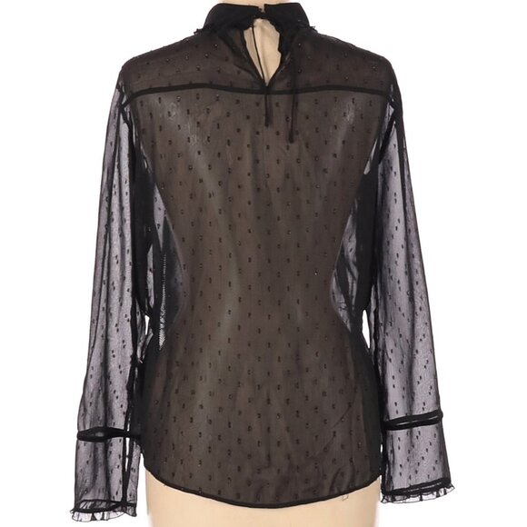 ZARA Victorian Semi Sheer Black Chiffon Blouse - Picture 2 of 8